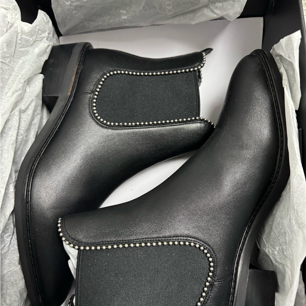 Coach Black Ankle Boots with Silver Accents - Picture 4 of 8